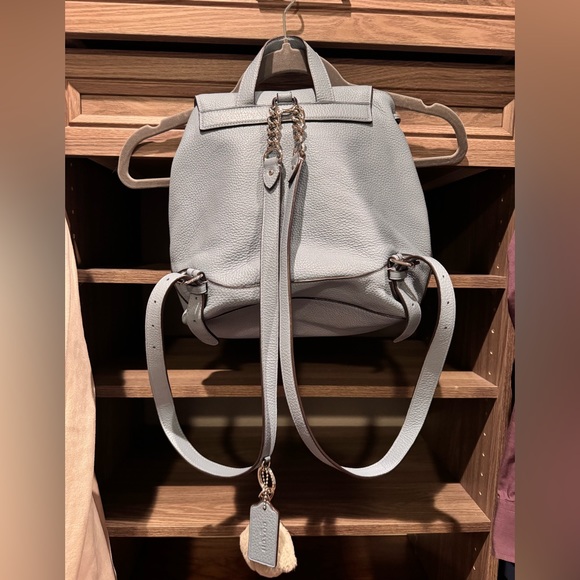Coach Blue Gray Leather Backpack w/adjustable straps - Picture 3 of 3